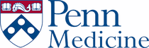 Penn Medicine logo featuring shield with three circles and text in blue and red.
