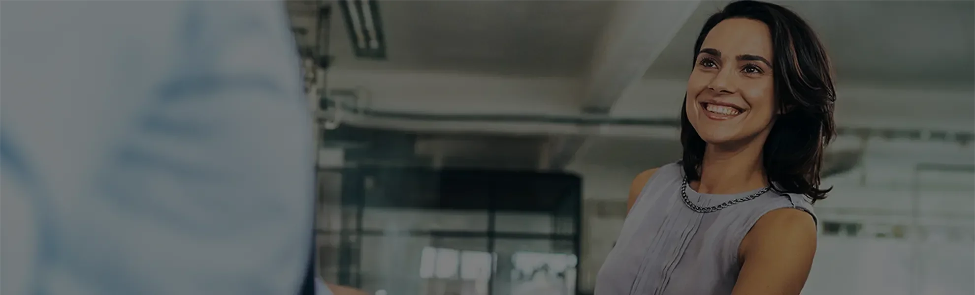 Woman shaking hands with man partner