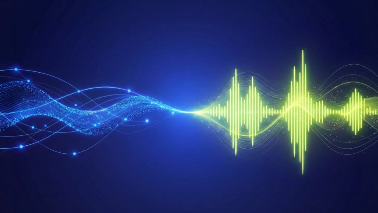 Blue and citrus audio waveform