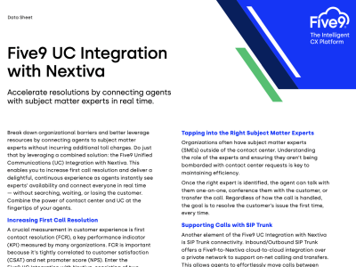 Five9 UC Integration with Nextiva