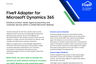 Five9 Adapter for Microsoft Dynamics 365 Data Sheet