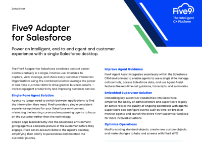 Five9 Adapter for Salesforce Data Sheet
