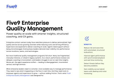 Five9 Enterprise Quality Management Data Sheet