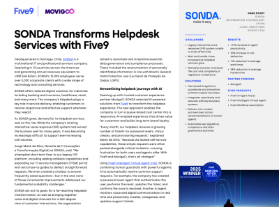 SONDA Transforms Helpdesk Services with Five9