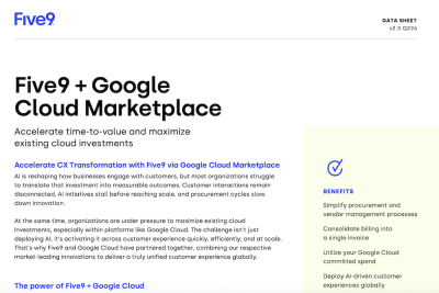 Five9 Data Sheet Google Cloud Marketplace Thumbnail