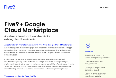 Five 9 Google Data Sheet
