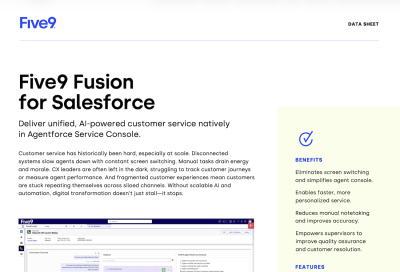 Five9 Fusion for Salesforce Data Sheet