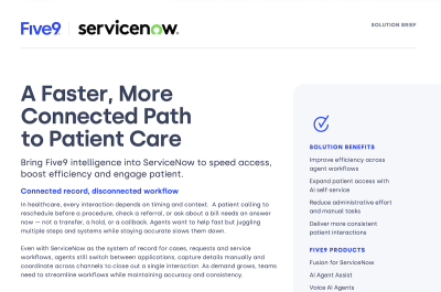Text-based graphic promoting a connected patient care service, featuring headings and descriptive content.