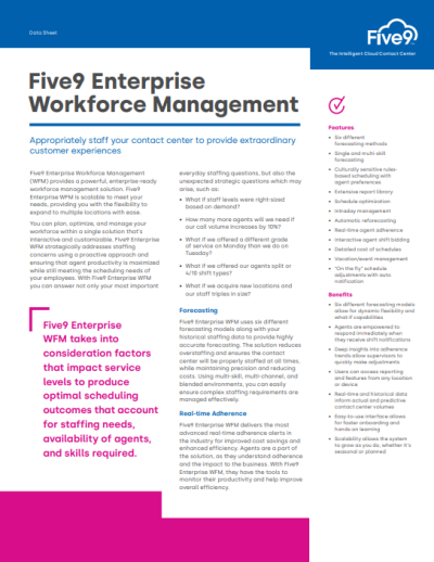 Five9 Enterprise Workforce Management Datasheet Screenshot