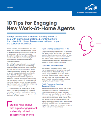 10 Tips for Engaging New Work-At-Home Agents Datasheet Screenshot