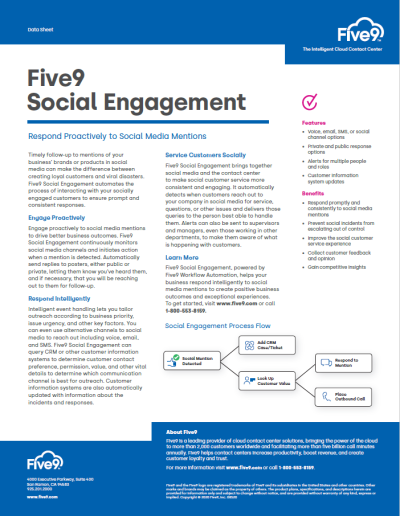 Five9 Social Engagement Datasheet Screenshot