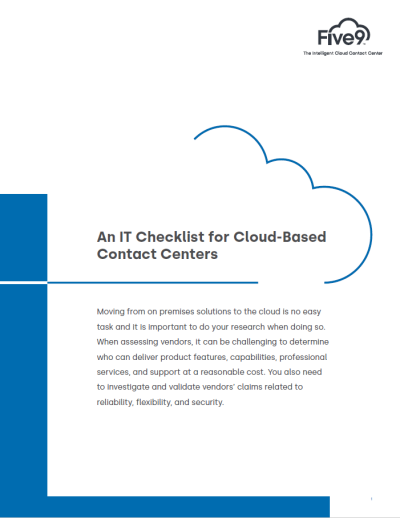 An IT Checklist for Cloud-Based Contact Centers Whitepaper Screenshot
