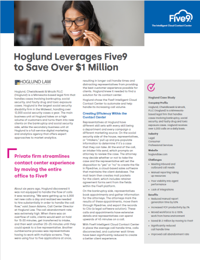 Five9 Contact Center Success Story - Hoglund