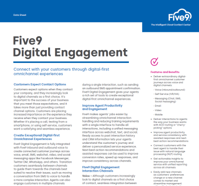 Five9 Digital Engagement Datasheet Screenshot