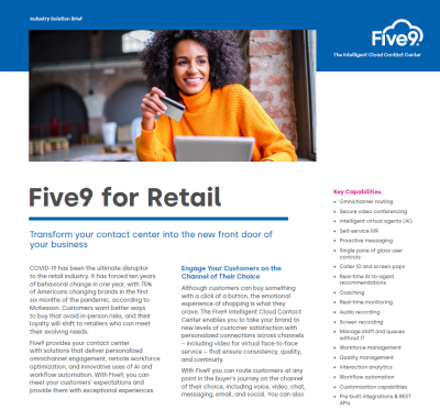 Five9 for Retail Brief Screenshot