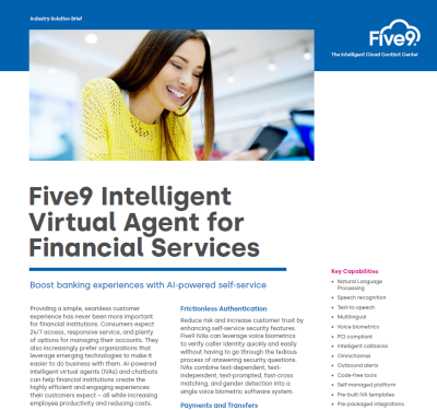 Five9 Five9 Intelligent Virtual Agent for Financial Services Screenshot