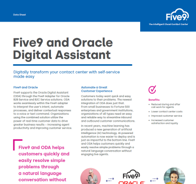 Five9 and Oracle Digital Assistant Datasheet Screenshot