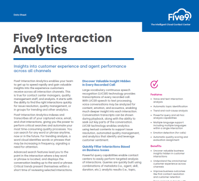 Five9 Interaction Analytics Datasheet Screenshot