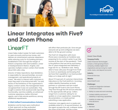 Five9 and Linear Financial