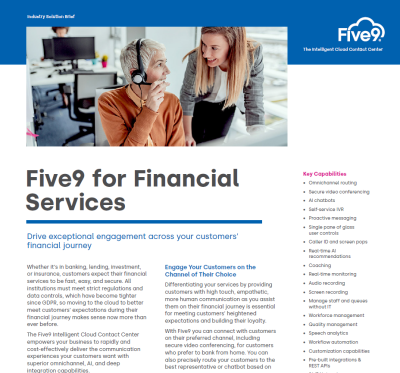 Five9 for Financial Services Brief Screenshot