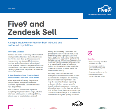 Five9 Zendesk Sell Datasheet Screenshot