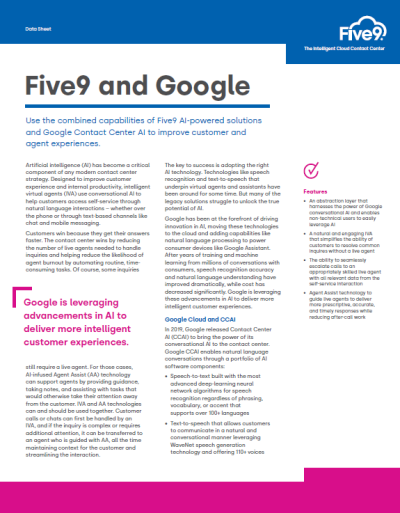 Five9 and Google CCAI