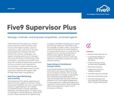 Five9 Supervisor Plus Datasheet Screenshot