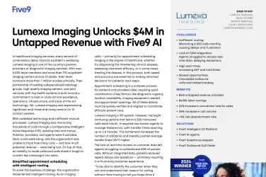 Report detailing Lumexa Imaging and Five9 AI's revenue increase, with a woman in the background.