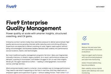 Five9 Enterprise Quality Management Data Sheet