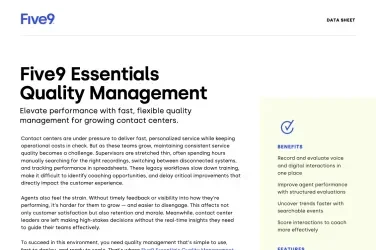 Five9 Essentials Quality Data sheet - thumbnail