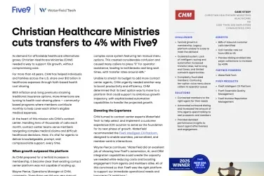 A brochure detailing Christian Healthcare Ministries and their partnership with Five9.