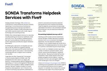 Sonda company document detailing the transformation of helpdesk services with Five9.