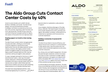 Report discussing cost reductions in contact center operations for The Aldo Group.