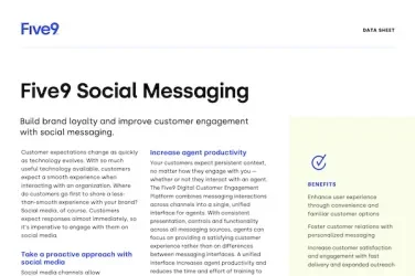 Five9 Social Messaging overview with text about enhancing customer engagement.