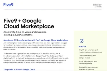 Five9 Data Sheet Google Cloud Marketplace Thumbnail