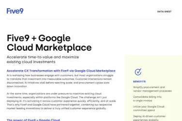 Five 9 Google Data Sheet