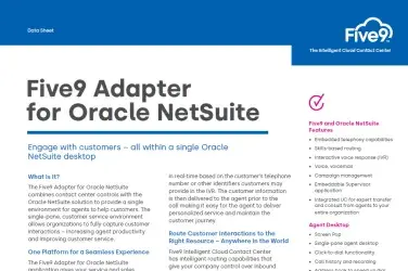Five9 Adapter for Oracle NetSuite Datasheet Screenshot