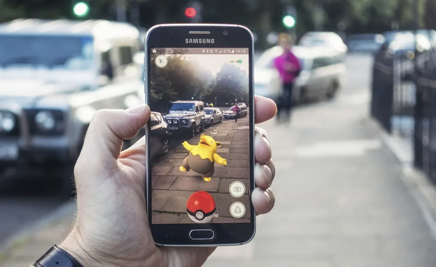 A phone screen showing the game PokemonGo