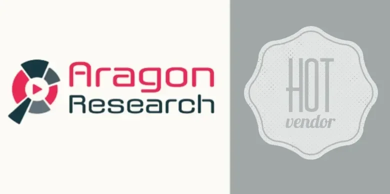 On the left is the Aragon Research logo in pink and gray. On the right is the Hot Vendor logo in gray and white