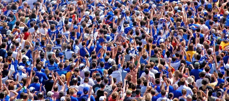 A crowd of football fans