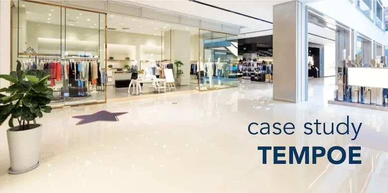 A picture of a mall - overlaid text on the bottom right says "Case Study. Tempoe"