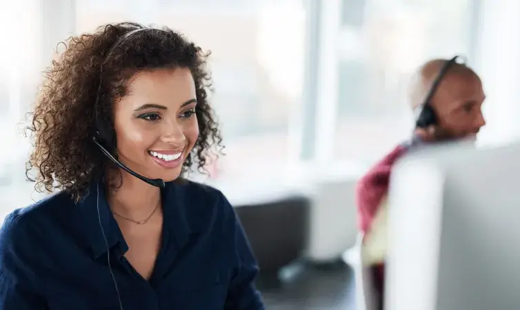 Woman Working in Call Center
