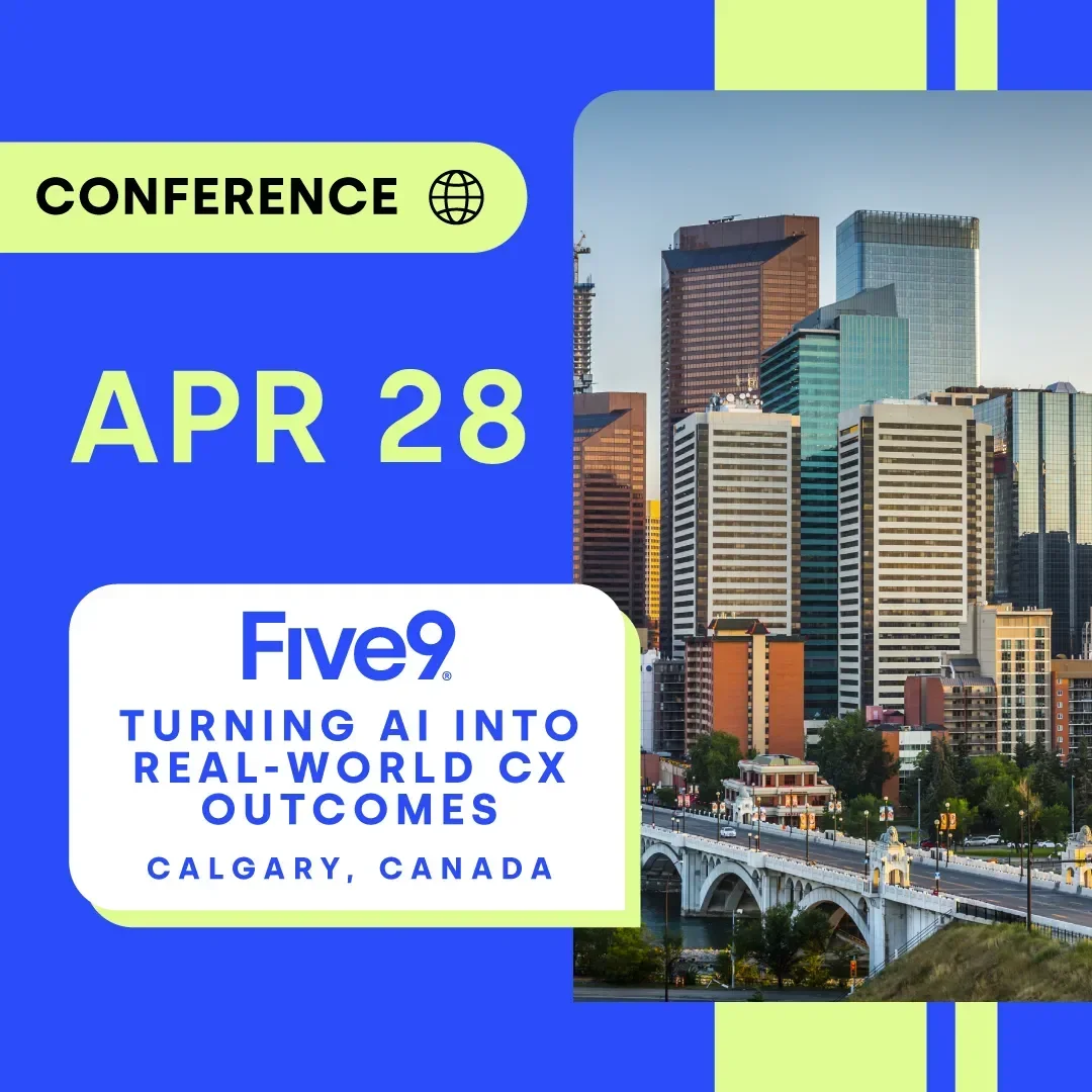 Graphic promoting a conference on AI and customer experience in Calgary, Canada.