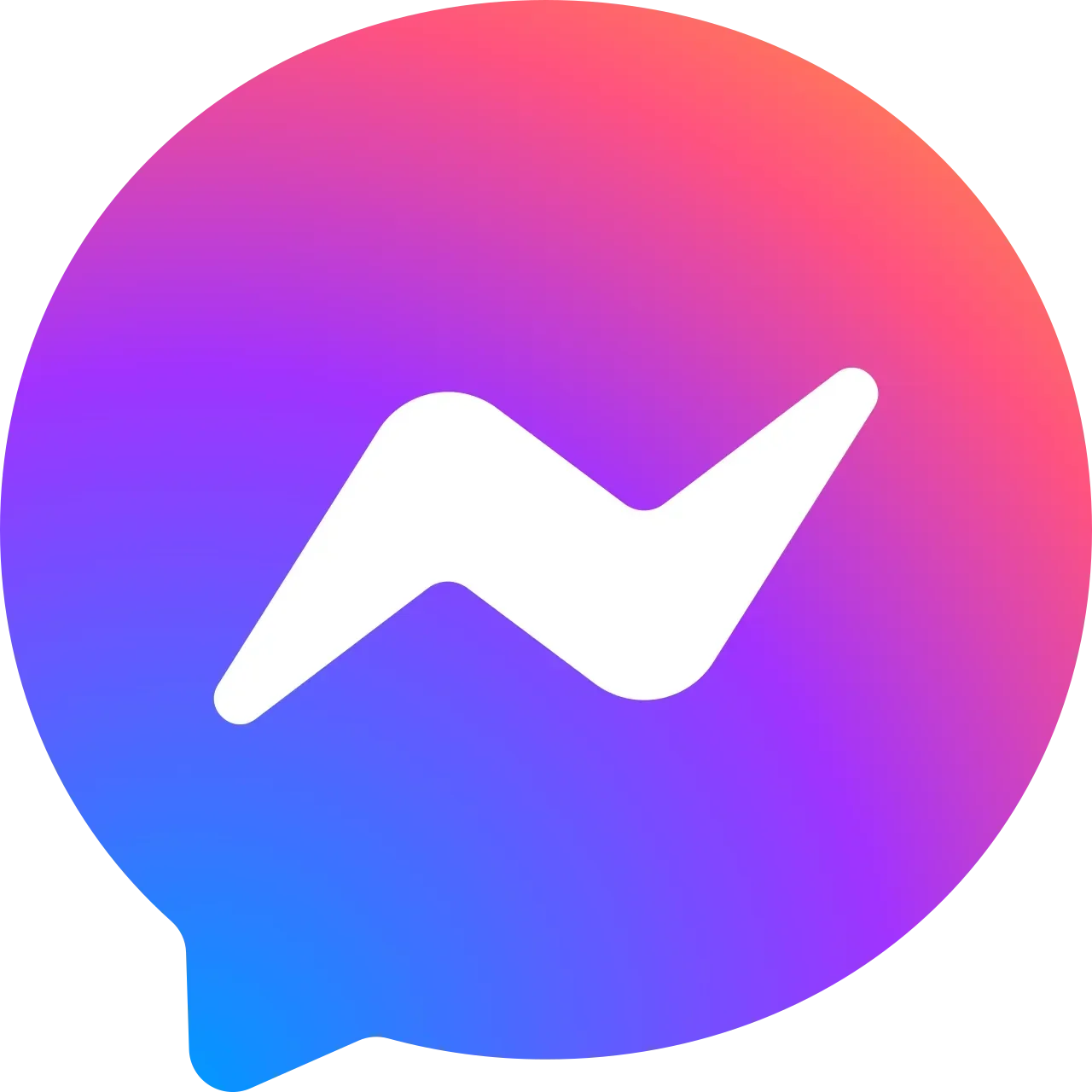Colorful logo for Messenger, featuring a white lightning bolt in a speech bubble.