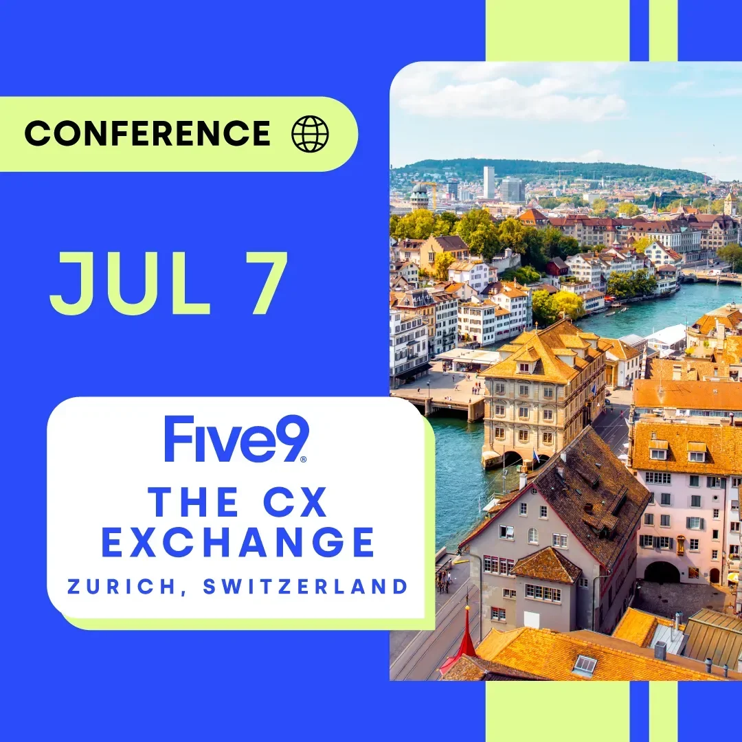 Colorful graphic announcing a conference in Zurich, Switzerland, with a cityscape background.