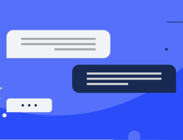 Gray and Blue Chat Bubbles with Typing Icon