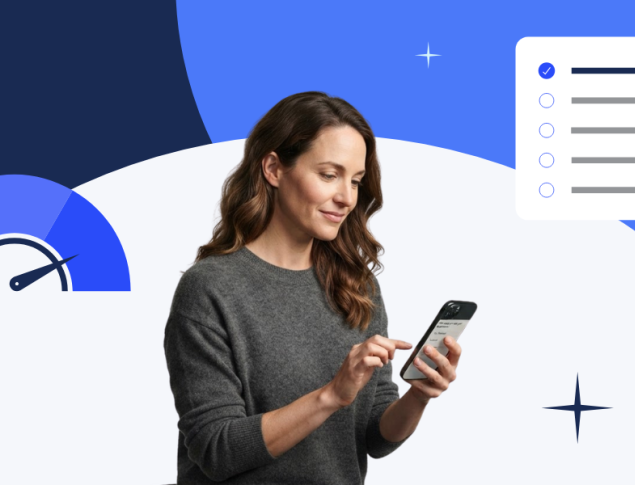 Woman taking a survey for customer feedback